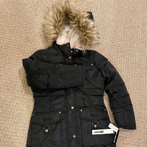 NWT DKNY Girls' Faux-Fur Lined Puffer Coat
